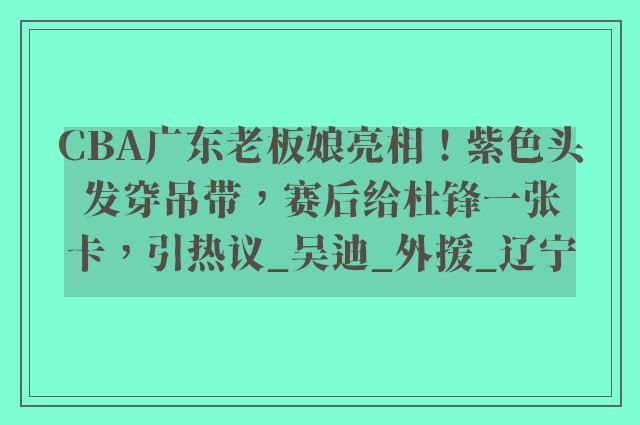 CBA广东老板娘亮相！紫色头发穿吊带，赛后给杜锋一张卡，引热议_吴迪_外援_辽宁